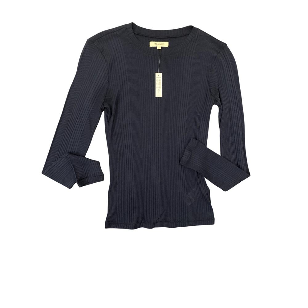 Madewell T Shirt Cotton Blend Navy Long Sleeve Size S NWT